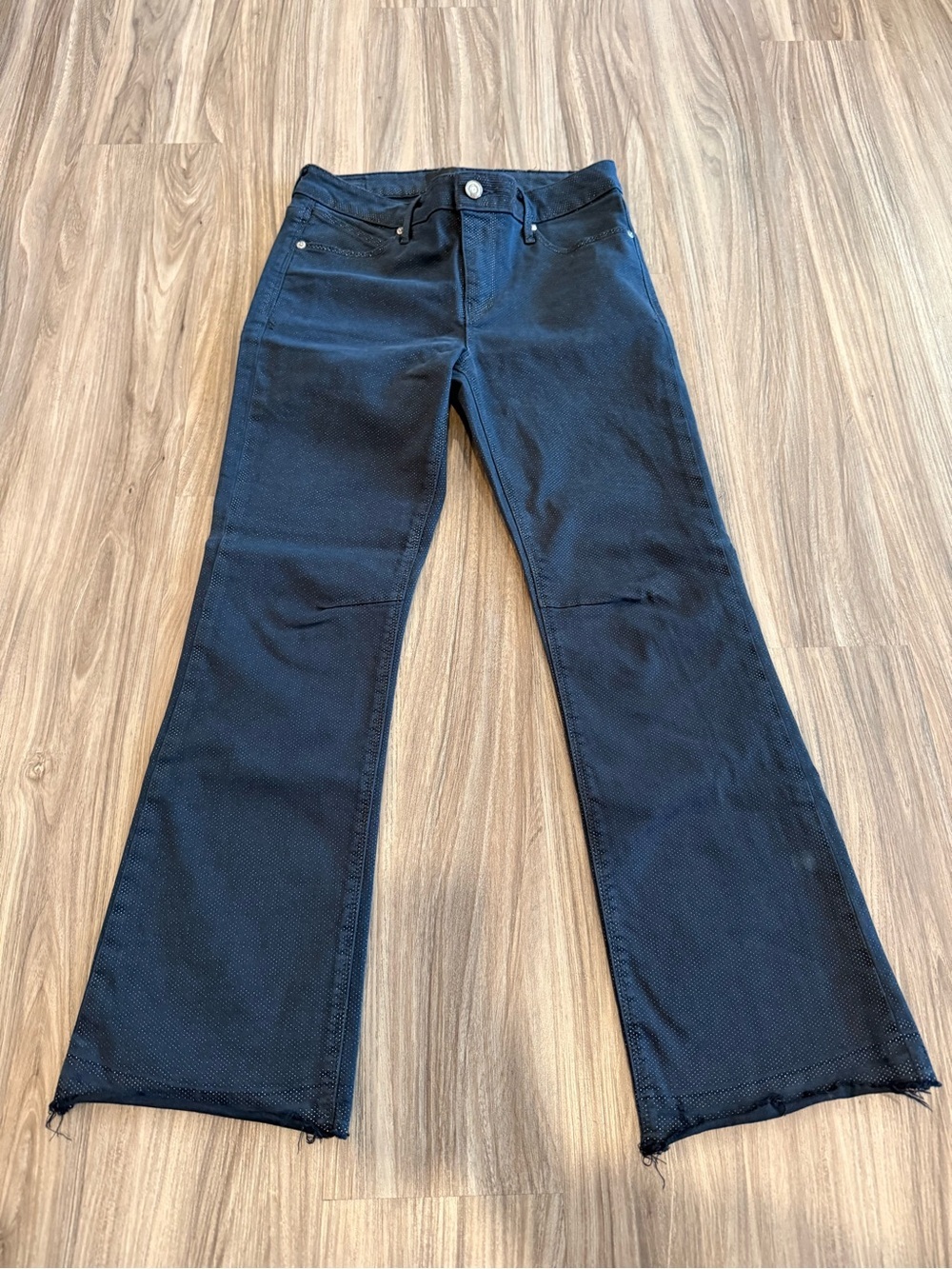 RtA Black Flared Jeans - Textured Wide Leg Size 28
